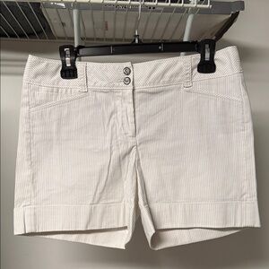 Women's White and Silver Striped Shorts